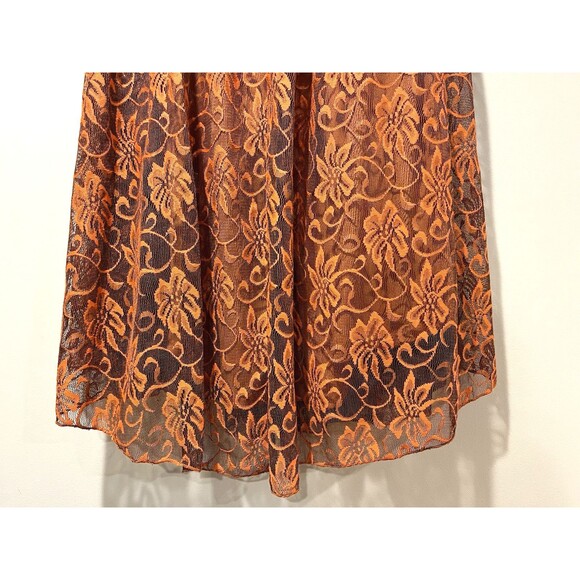 Lularoe Women’s Small Lucy Long Maxi Skirt Floral Lace Orange Fall Full Length - Picture 3 of 9